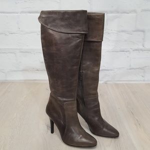 $ Drop! EUC Aldo Leather Taupe Gray heeled boots